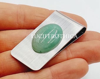 Green Aventurine Crystal Crystal Money Clip (Stainless Steel)