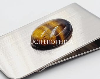 Tigereye Crystal Crystal Money Clip (Stainless Steel)