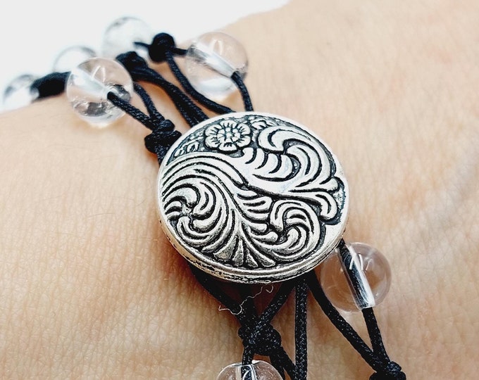 Crystal Quartz Cord Bracelet (Can Also Be Worn As Necklace)