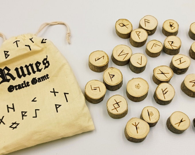 Wooden Runes Set - Scandinavian Rune Set With Bag Elder Futhark Wood ...