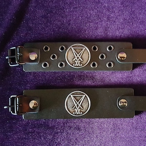 Leather Sigil of Lucifer Bracelet - luciferian occult seal jewellery