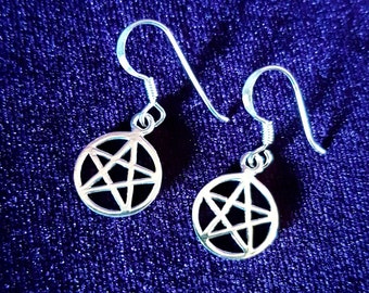 Sterling Silver Pentagram Earrings (925)