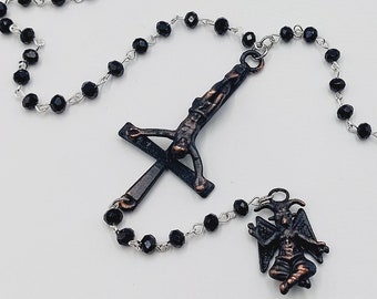 Inverted Crucifix Baphomet Necklace (Electroformed Copper)