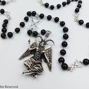 Baphomet Rosary -  large charm occult rosary left hand path seal of baphomet rosary satanic goat of mendes gift altar necklace ritual altar