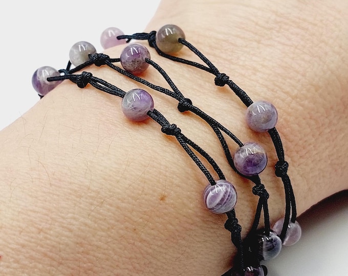Amethyst Crystal Cord Bracelet (Can Also Be Worn As Necklace)