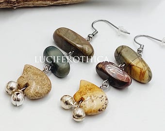 Picasso Jasper Crystal Bell Earrings