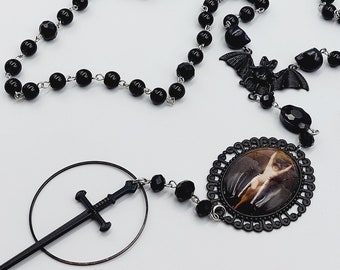 Lilith Queen of The Night Sword of Darkness Rosary Necklace