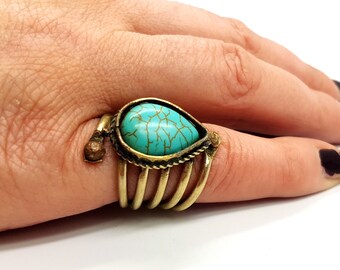 Vintage Antique Turquoise Ring (Droplet)