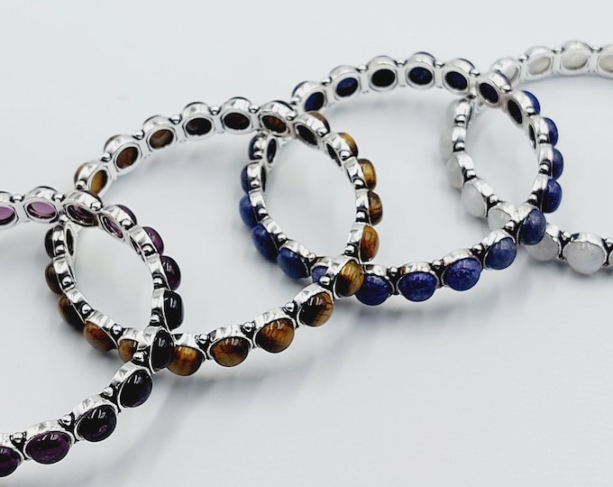Crystal Bangle Bracelet (Amethyst / Moonstone / Lapis Lazuli / Tigereye)