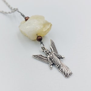 Angel Gabriel Citrine Rear View Mirror Charm (Car Accessory) - occult gothic car mirror angelic good luck protection charm gift citrine