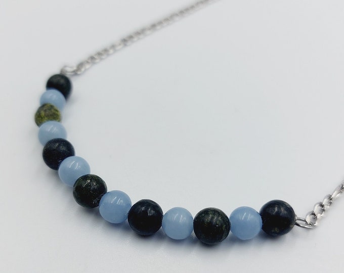 Angelite & Serpentine Crystal Necklace