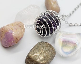 Healing Crystal Spiral Pendant (6 Different Crystals Included)