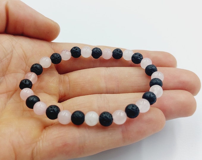 Rose Quartz & Lava Stone Bracelet