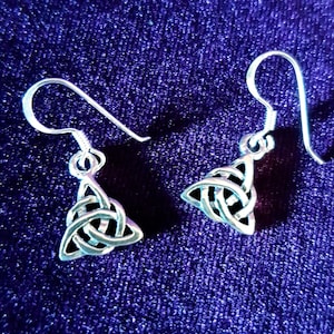 Sterling Silver Triquetra Earrings - occult silver 925 gothic gift wicca celtic knot earrings paganism charmed symbol witch witchcraft craft
