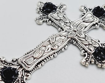 Flower Ornament Gothic Cross Earrings