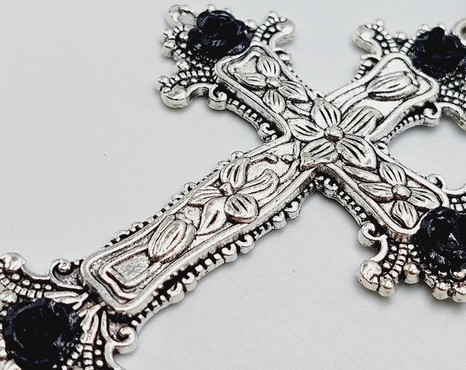 Flower Ornament Gothic Cross Earrings