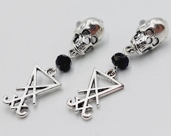 Sigil of Lucifer Skull Earstuds