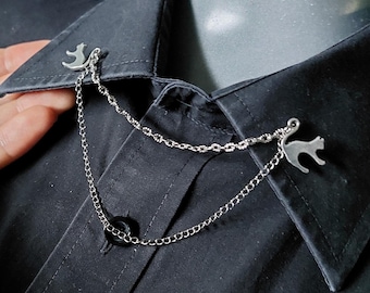 Cat Collar Pin in Silver Tone