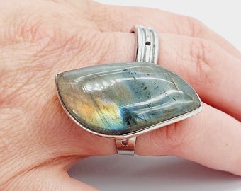 Labradorite Crystal Ring (Adjustable)