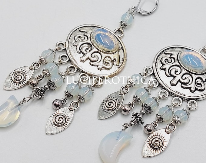 Opalite Moon Earrings