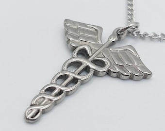 Caduceus Pendant (Stainless Steel)