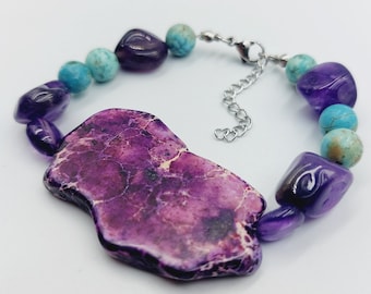 Imperial Jasper Bracelet with Amethyst & Turquoise