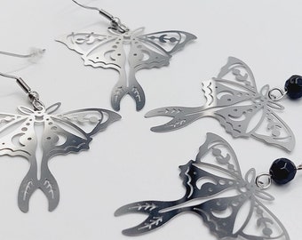 Luna Moon Moth Earrings (2 Styles / Stainless Steel)