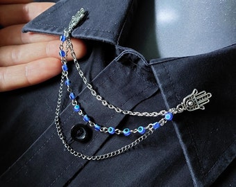 Hamsa Evil Eye Protection Collar Pin