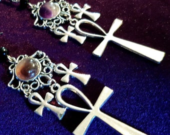 Ankh Amethyst Earrings