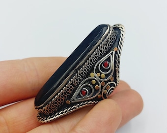 Vintage Black Agate Ring