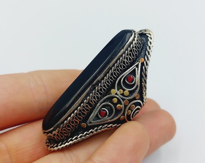 Vintage Black Agate Ring
