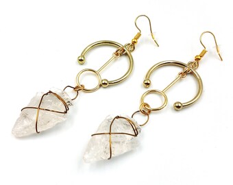 Crystal Quartz Arrowhead Earrings