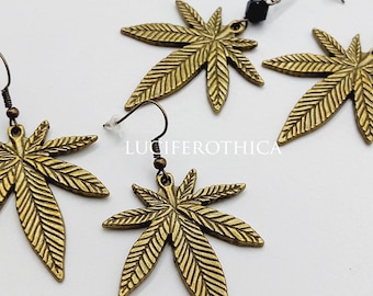 Cannabis Leaf Earrings (Bronze Tone)