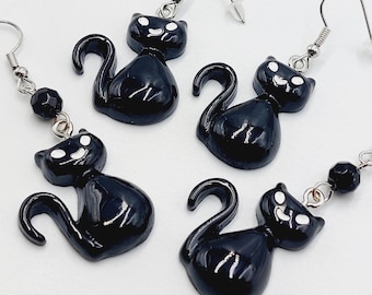 Cute Black Cat Earrings (2 Style Options)