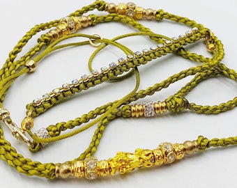 Green Showlead with Shiny Rhinestones & Pixiu Bead