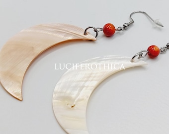 Abalone Crescent Moon Earrings with Mother of Pearl