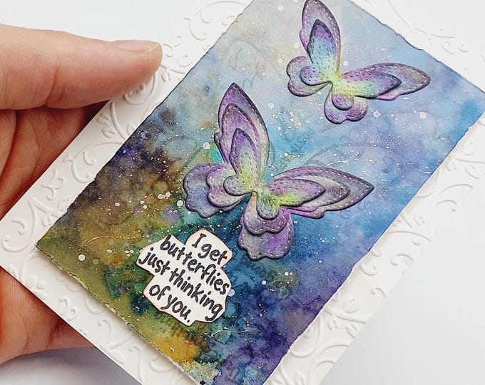 Handmade Love Card "I get butterflies just thinking of you"