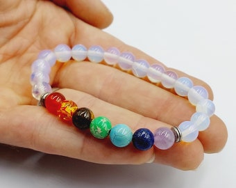 Seven Chakra Crystal Opalite Bracelet