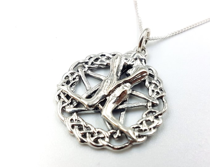 Sterling Silver Great Rite, Handfasting Pentagram Necklace (925)