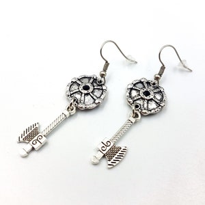 Viking Axe & Shield Earrings - viking axe earrings wood cutting earrings occult scandinavian thor odin earrings shield maiden