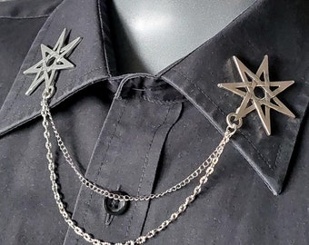 Star of Inanna | Ishtar Collar Chain Pin (7 Pointed Pleiadian Elven Star)