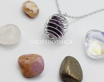 Healing Crystal Spiral Pendant (6 Different Crystals Included)