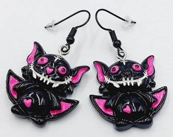 Cute Pink Zombie Bat Earrings (3 Style variations)