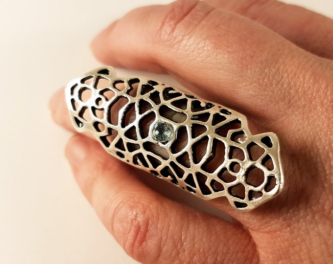 Long Blue Topaz Ring