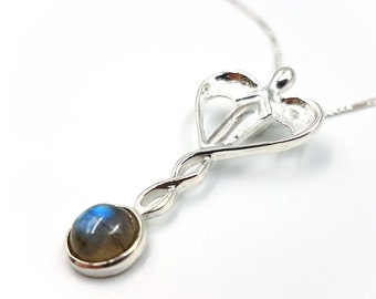 Sterling Silver Angel Necklace with Labradorite (925)