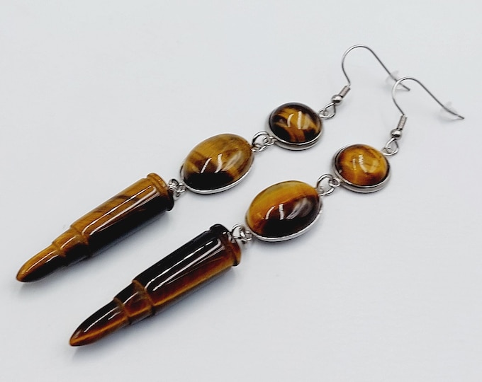 TigerEye Crystal Bullet Power Earrings