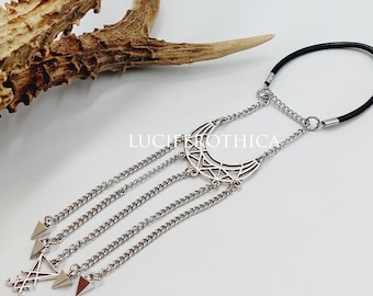 Sigil of Lucifer Penis Jewlery Chain with Crescent Moon