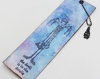 Handmade Gothic Bookmarker with Sleeping Bat Charm