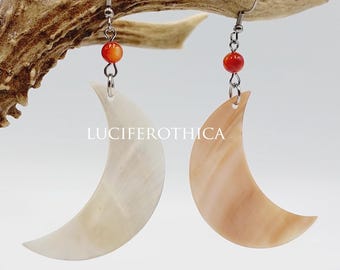 Abalone Crescent Moon Earrings with Mother of Pearl