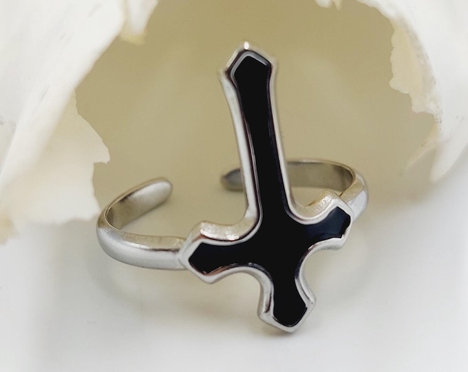 Black Inverted Cross Ring